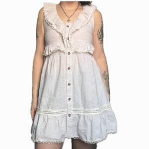 Goodnight Macaroon Coquette Striped Ruffle Babydoll Mini Dress